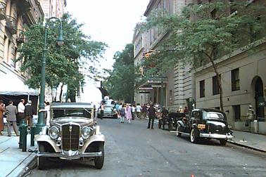 Down the block of the movie set