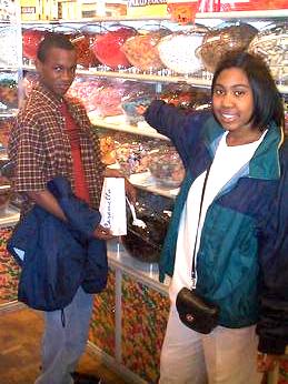 Khalid and Jerlena in one of the many Sweden Candy Stores